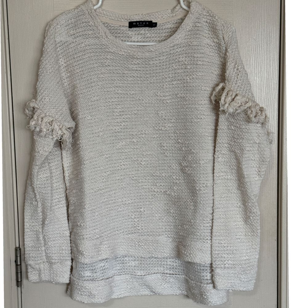 Maven West size small off white pullover‎ top cotton /pb1